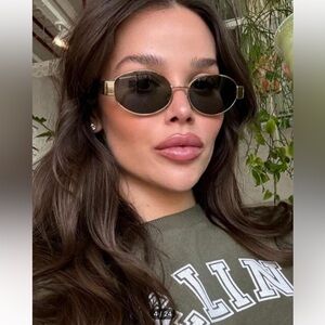 H&M oval Stylish Black and gold Sunglasses